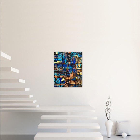 Hypnotic, swirly, bright, trippy, trance design, medium size abstract painting - Picture 3 of 3